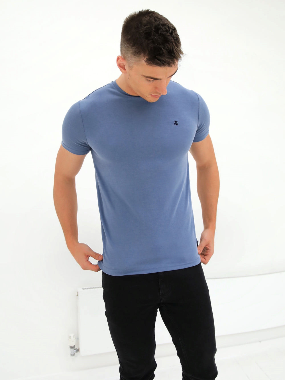 Dusty Blue Blakely Rowan Brushed Soft T-Shirt | QKS341072