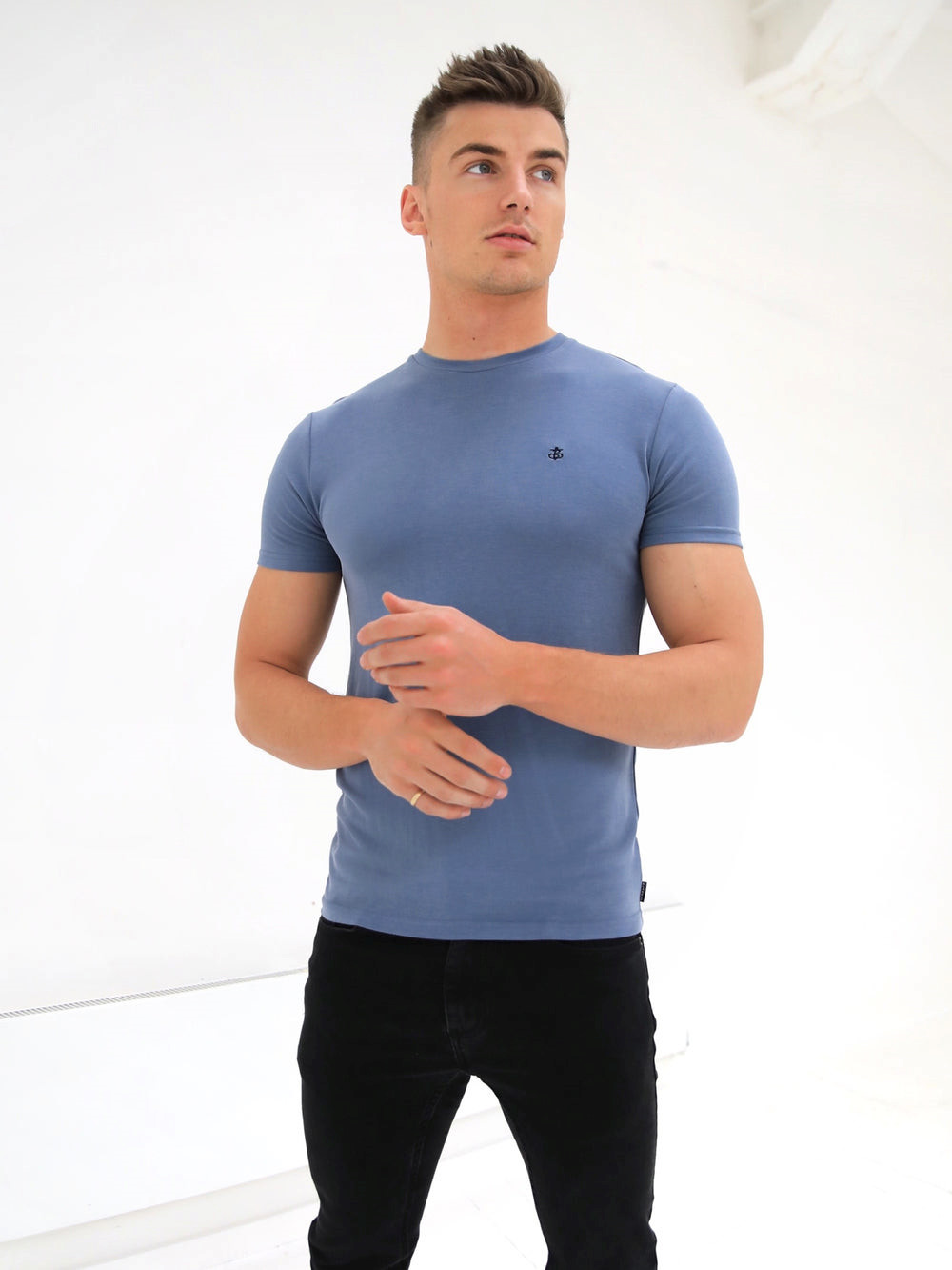 Dusty Blue Blakely Rowan Brushed Soft T-Shirt | QKS341072