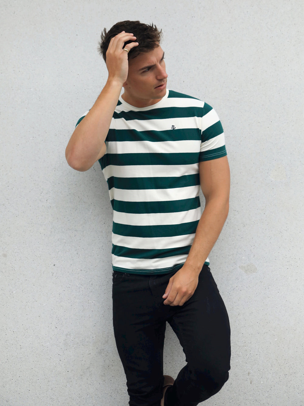 Green Blakely Loano Stripe T-Shirt | QXO378952