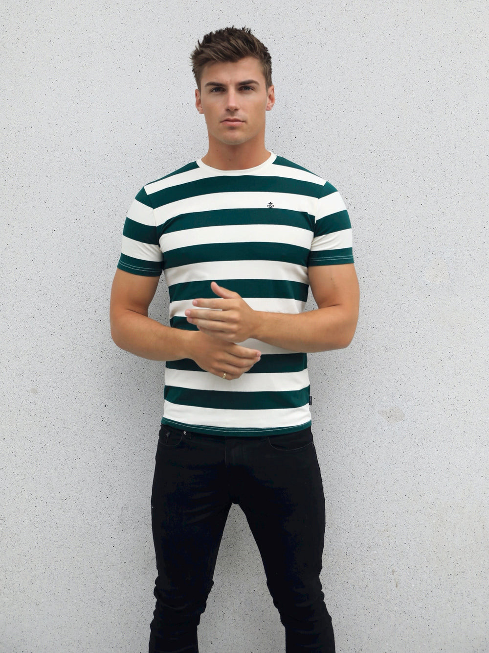 Green Blakely Loano Stripe T-Shirt | QXO378952