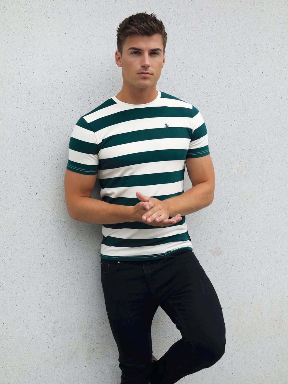 Green Blakely Loano Stripe T-Shirt | QXO378952