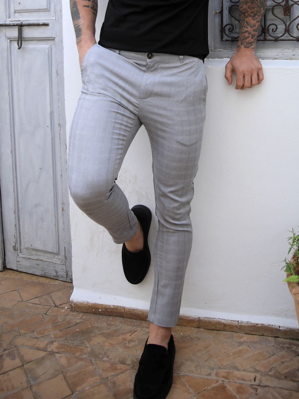 Grey Blakely Assaki Checked Trousers | AMO751490