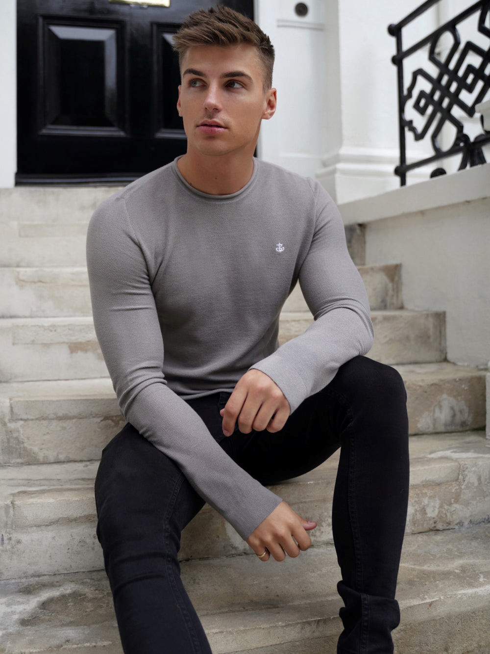 Grey Blakely Mason Knit Jumper | ZNG238546