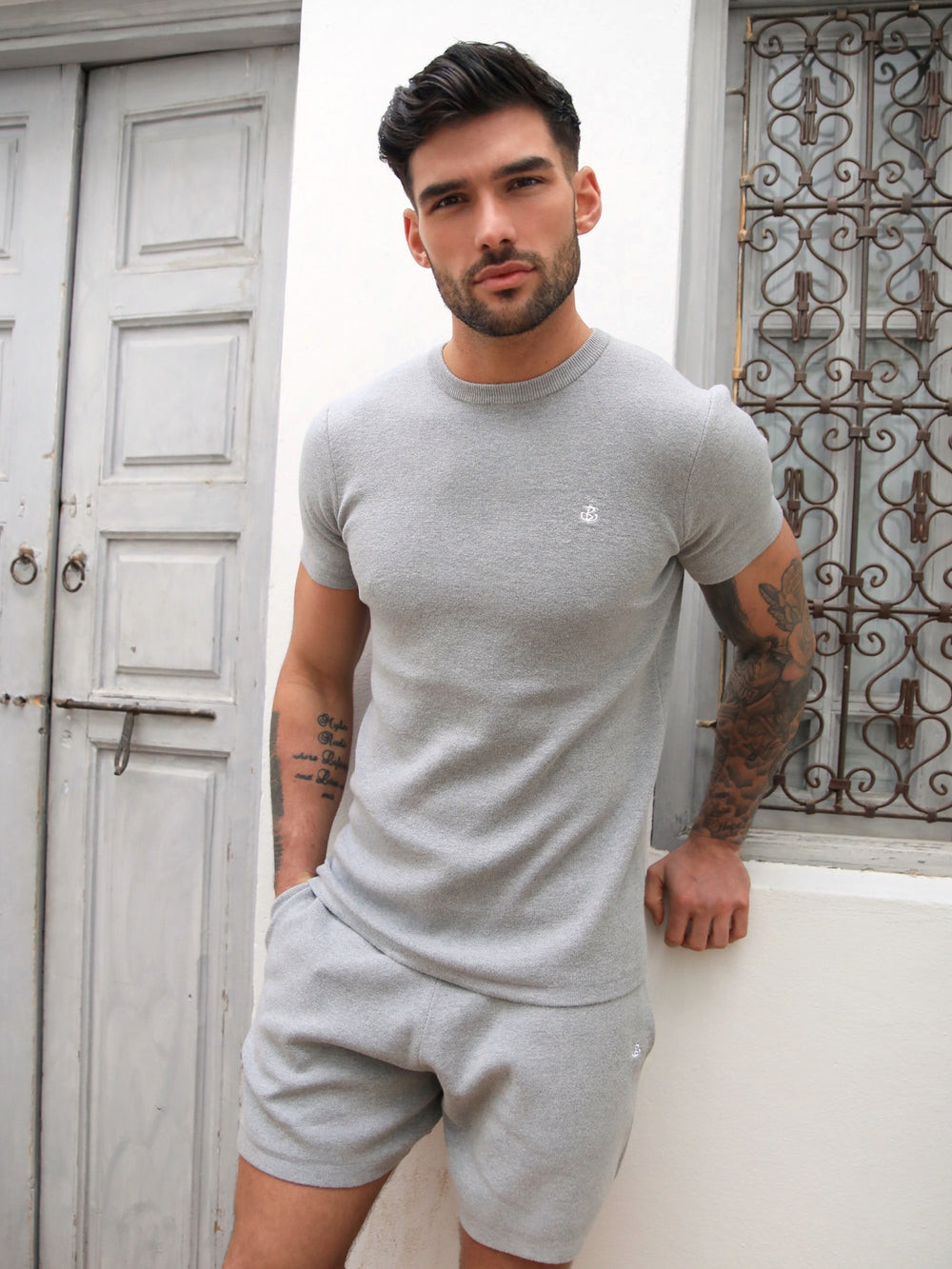 Grey Blakely Riad Knitted T-Shirt | EZT501987