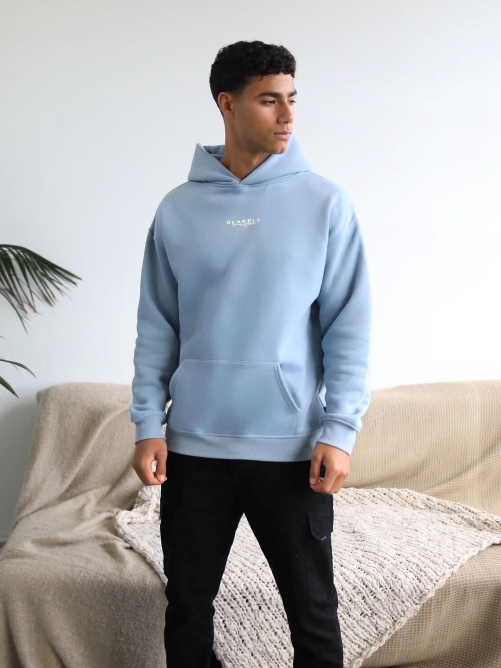 Ice Blue Blakely Statement Relaxed Hoodie | AKS598170