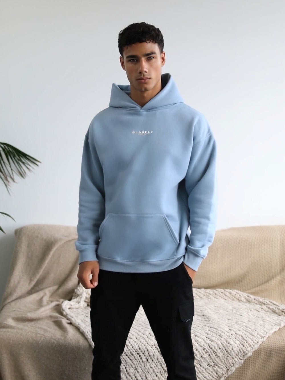 Ice Blue Blakely Statement Relaxed Hoodie | AKS598170