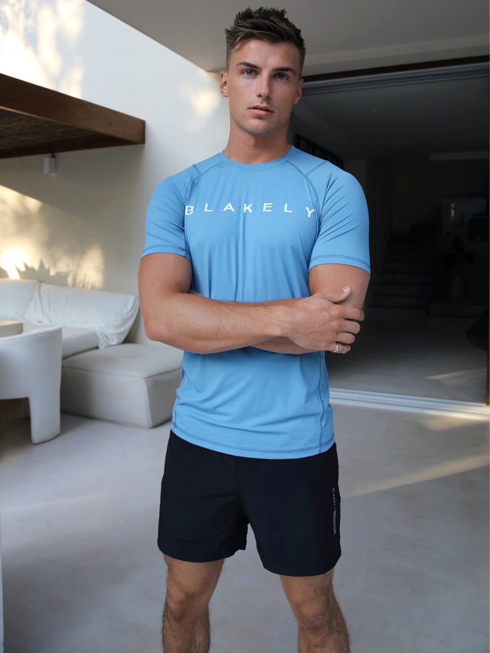 Light Blue Blakely Alert Gym T-Shirt | QLI748165