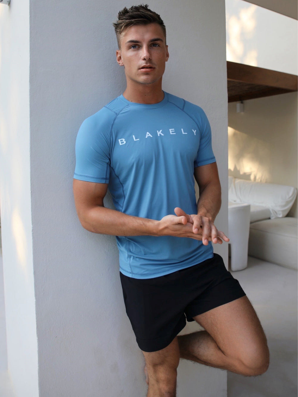 Light Blue Blakely Alert Gym T-Shirt | QLI748165