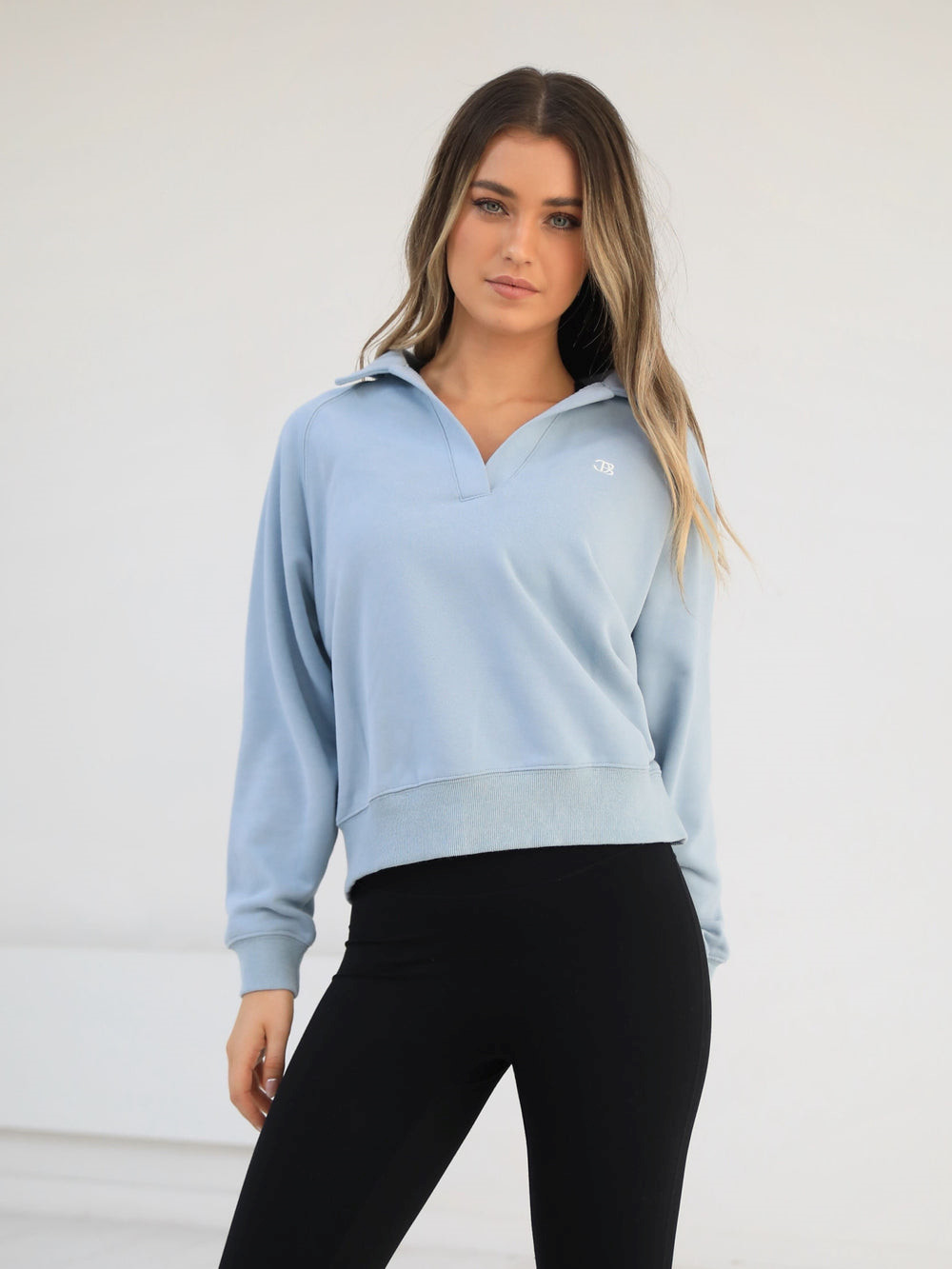 Light Blue Blakely Initial V-Neck Jumper | GNY870641