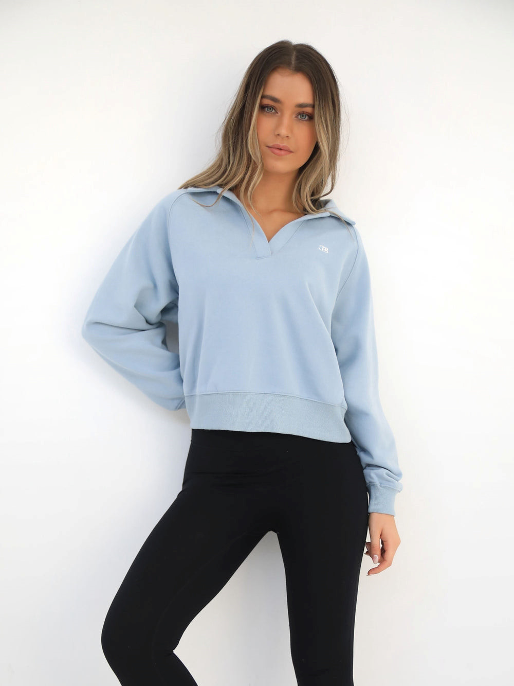 Light Blue Blakely Initial V-Neck Jumper | GNY870641