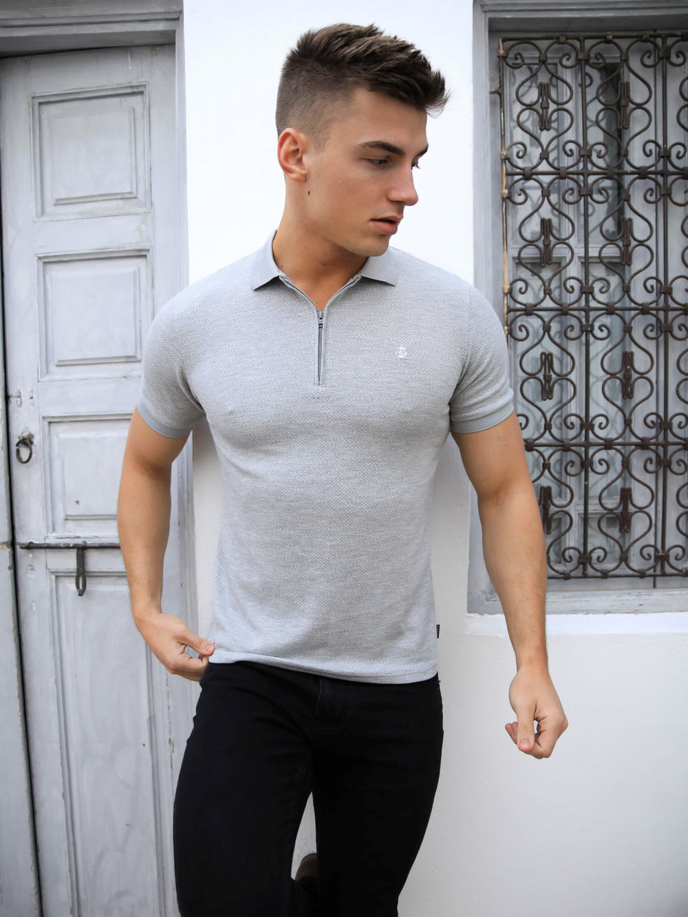 Light Grey Blakely Amot Textured Polo Shirt | HYS985172