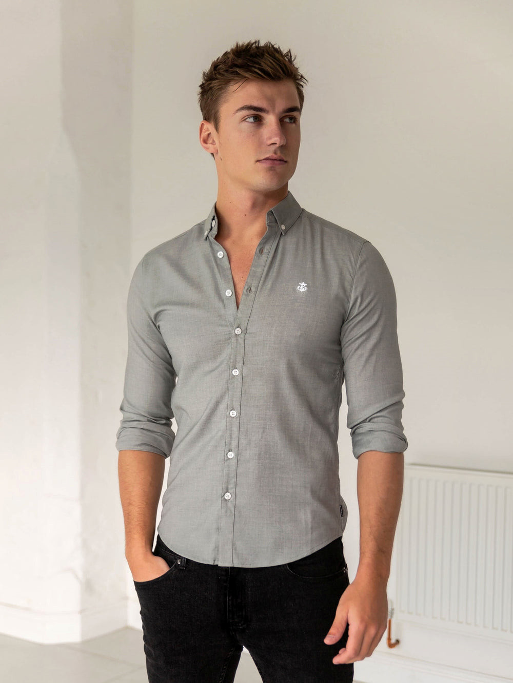 Light Grey Blakely Wexford Fitted Stretch Shirt | OAL629843