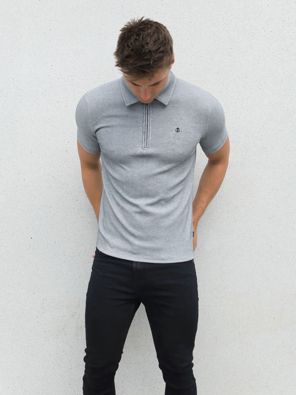 Marl Grey Blakely Toulon Textured Polo | MUZ572864