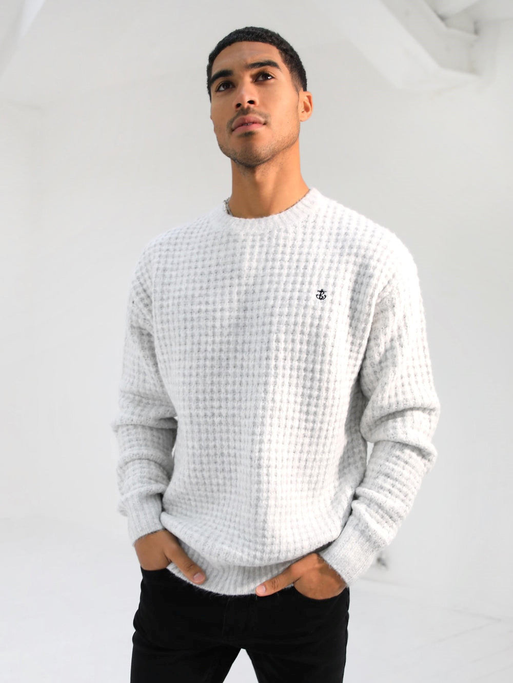 Marl White Blakely Burford Knit Jumper | RNB570428