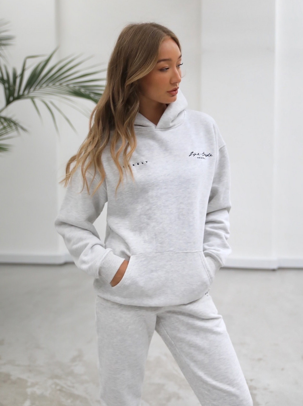 Marl White Blakely Life & Style Oversized Hoodie | VDI752068