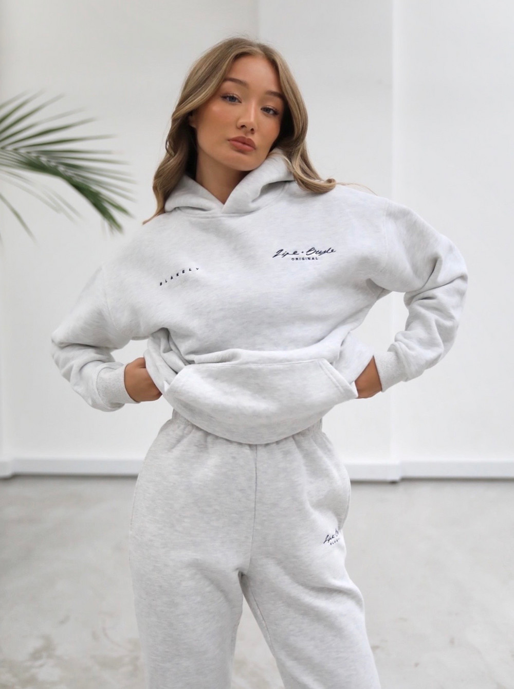 Marl White Blakely Life & Style Oversized Hoodie | VDI752068