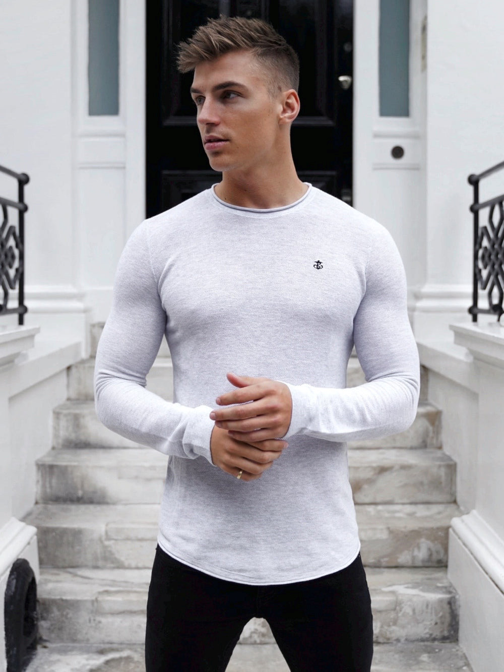 Marl White Blakely Mason Knit Jumper | GLY237184