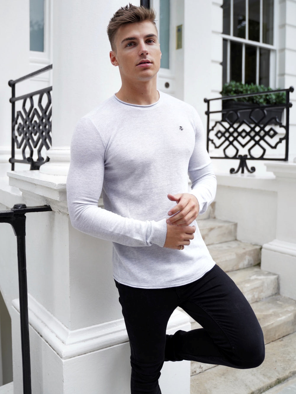 Marl White Blakely Mason Knit Jumper | GLY237184