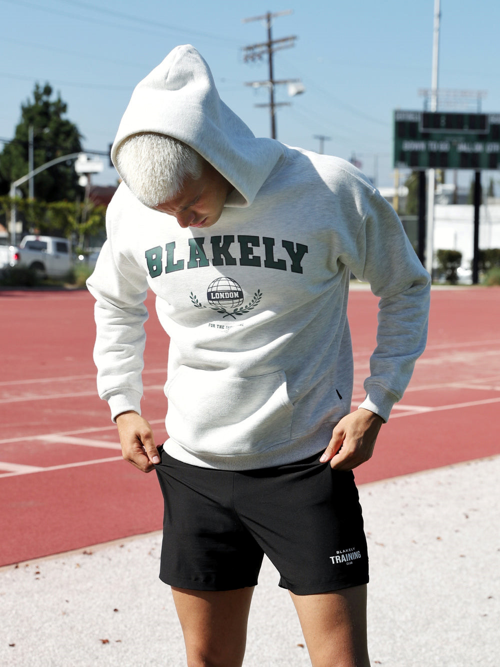 Marl White Blakely Varsity Relaxed Hoodie | LTD589406