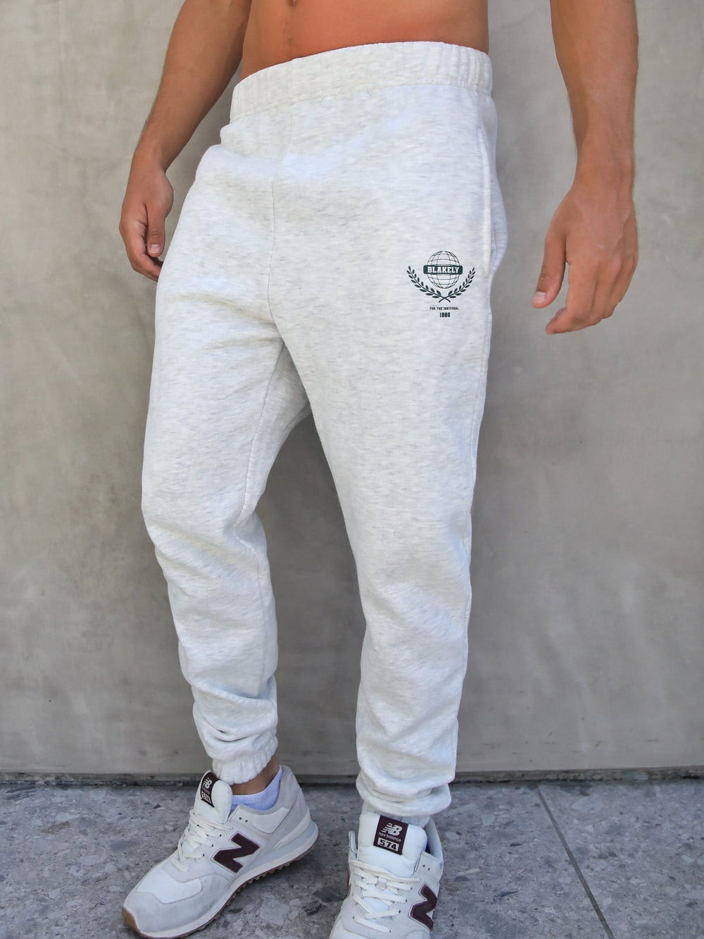 Marl White Blakely Varsity Sweatpants | BWZ127459