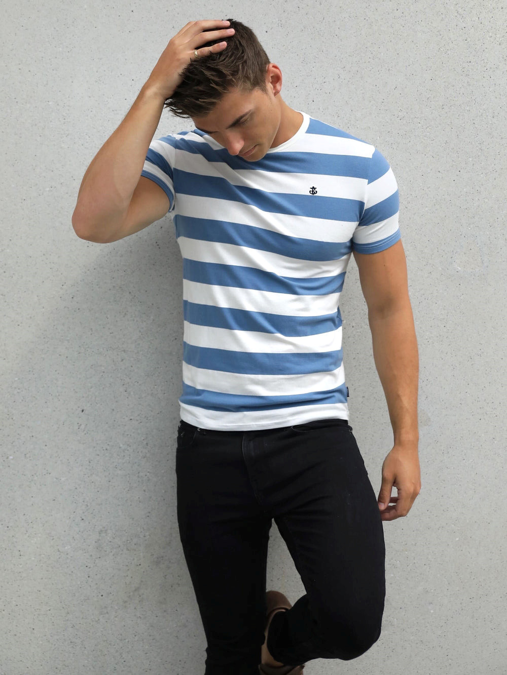 Mid Blue Blakely Loano Stripe T-Shirt | YFO503672