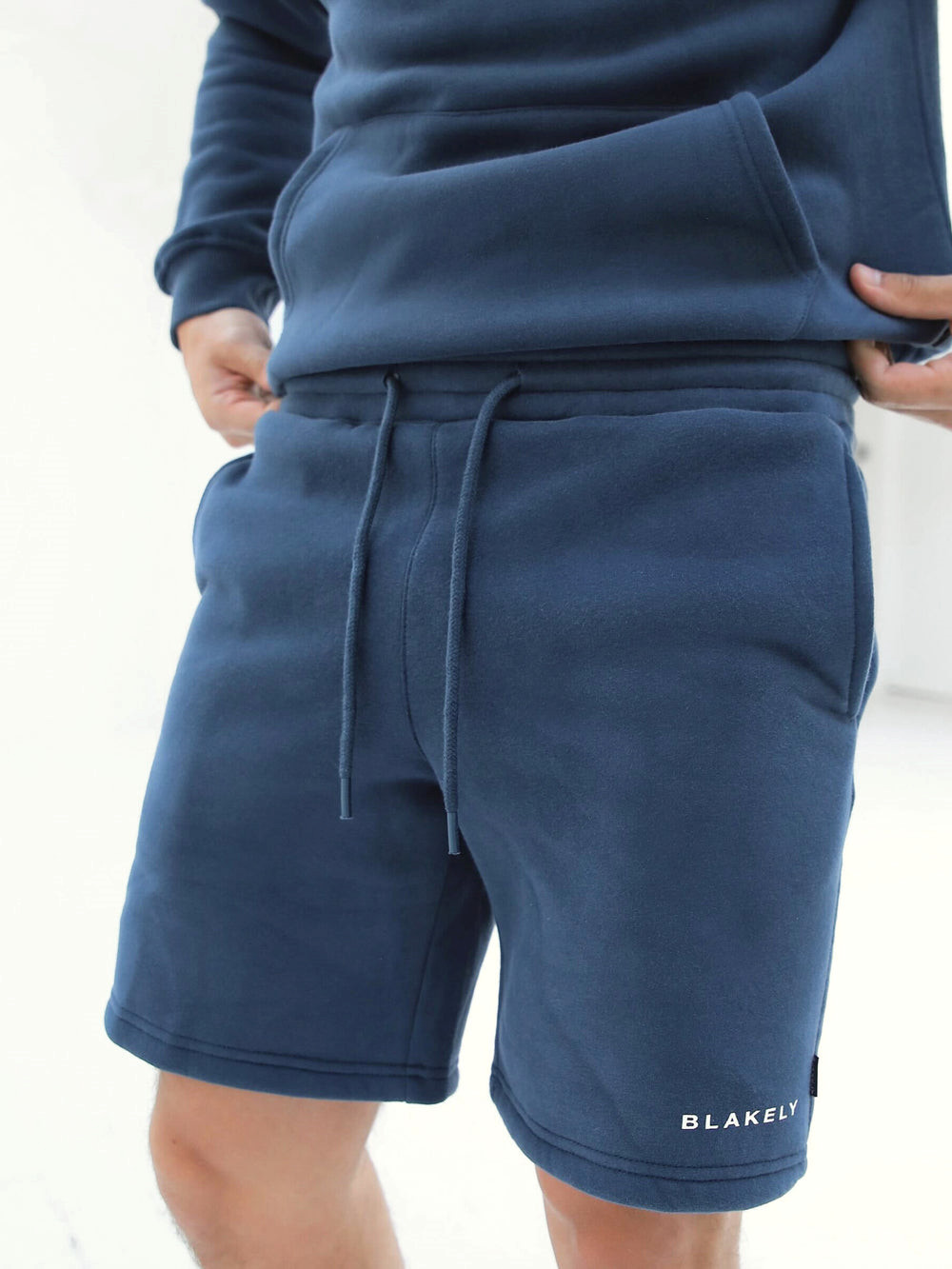 Mid Blue Blakely Riviera Initial Jogger Shorts | QGN618375