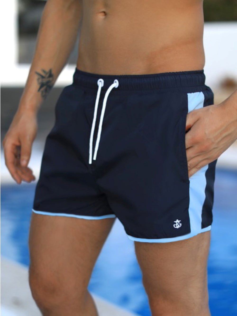 Navy/Light Blue Blakely Senio Swim Shorts | MCL264809