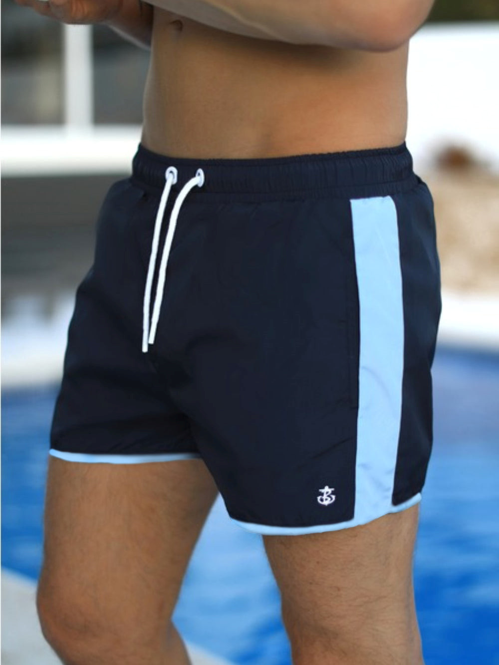 Navy/Light Blue Blakely Senio Swim Shorts | MCL264809