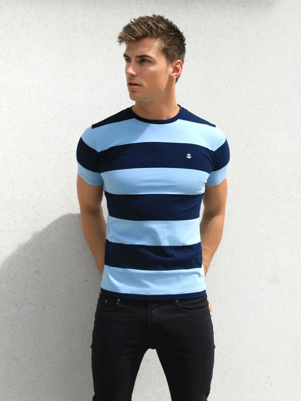 Navy Blakely Alassio Stripe T-Shirt | ZWA467093