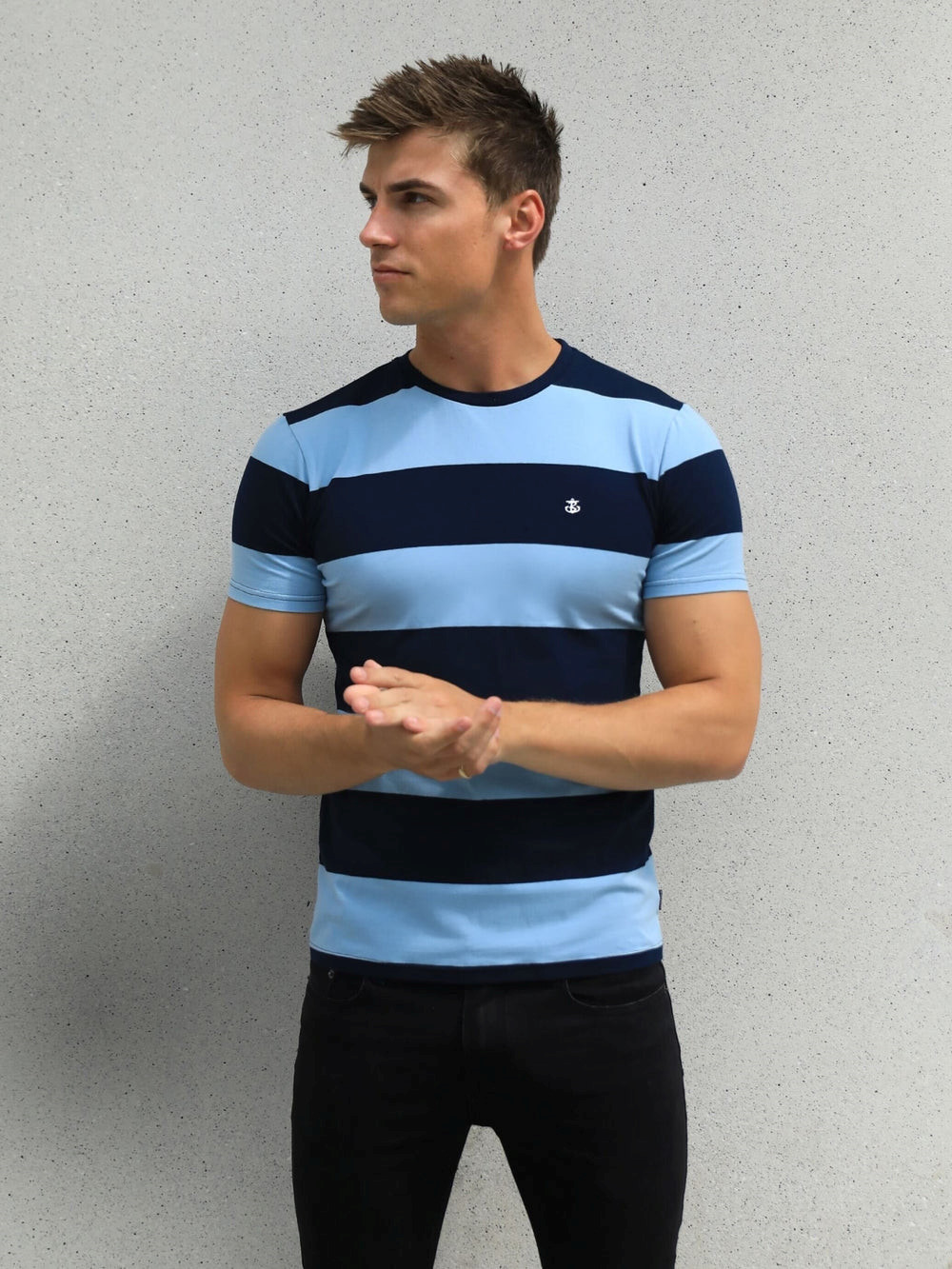 Navy Blakely Alassio Stripe T-Shirt | ZWA467093