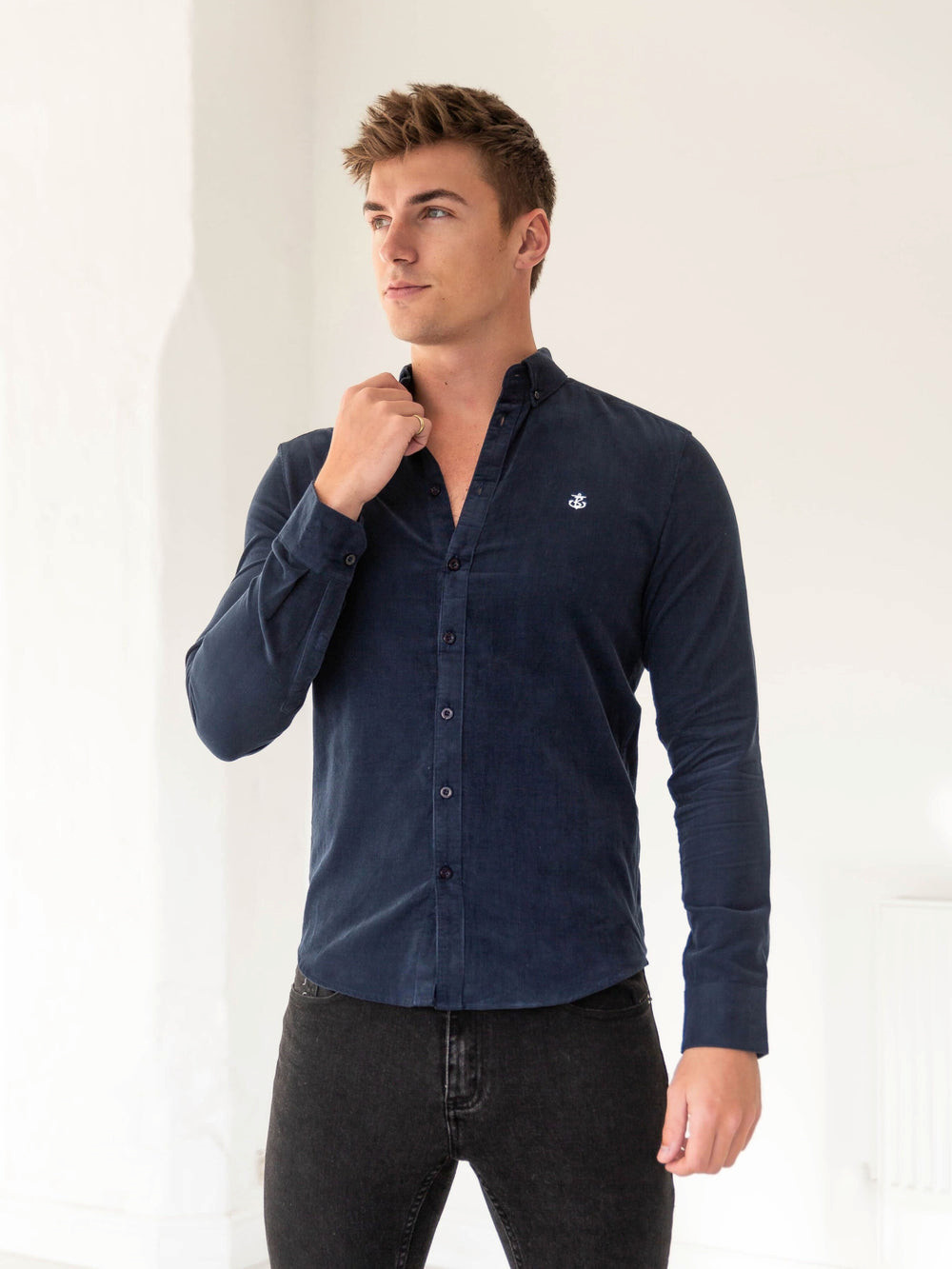 Navy Blakely Cord Shirt | MYU342850