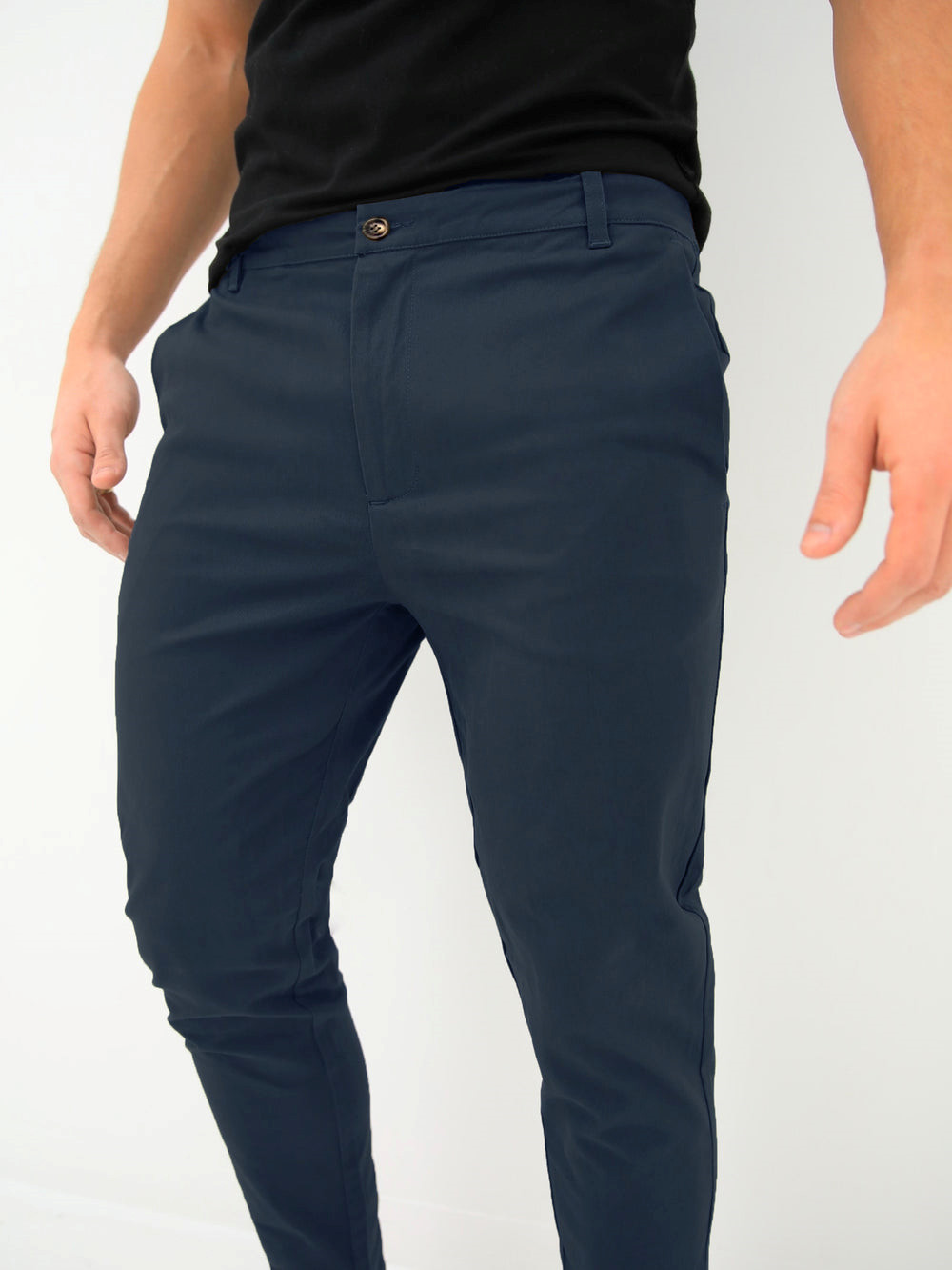 Navy Blakely Kingsley Slim Fit Tailored Chinos | ETK062753