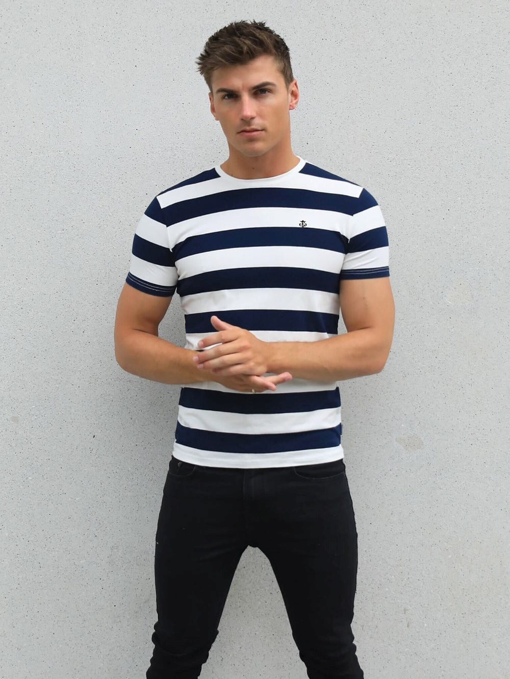 Navy Blakely Loano Stripe T-Shirt | ZGC796503