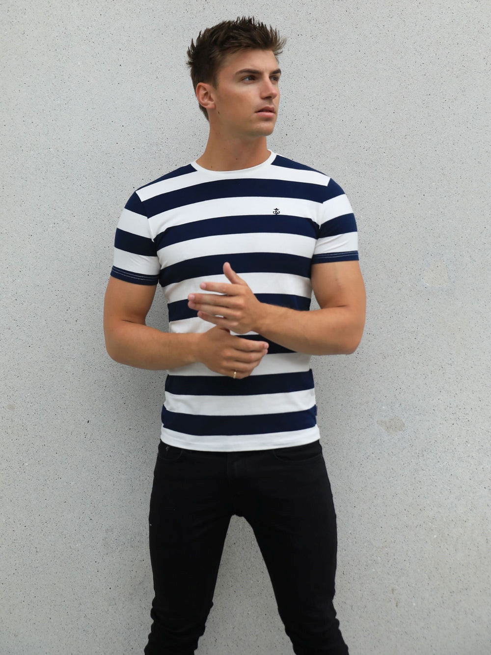 Navy Blakely Loano Stripe T-Shirt | ZGC796503