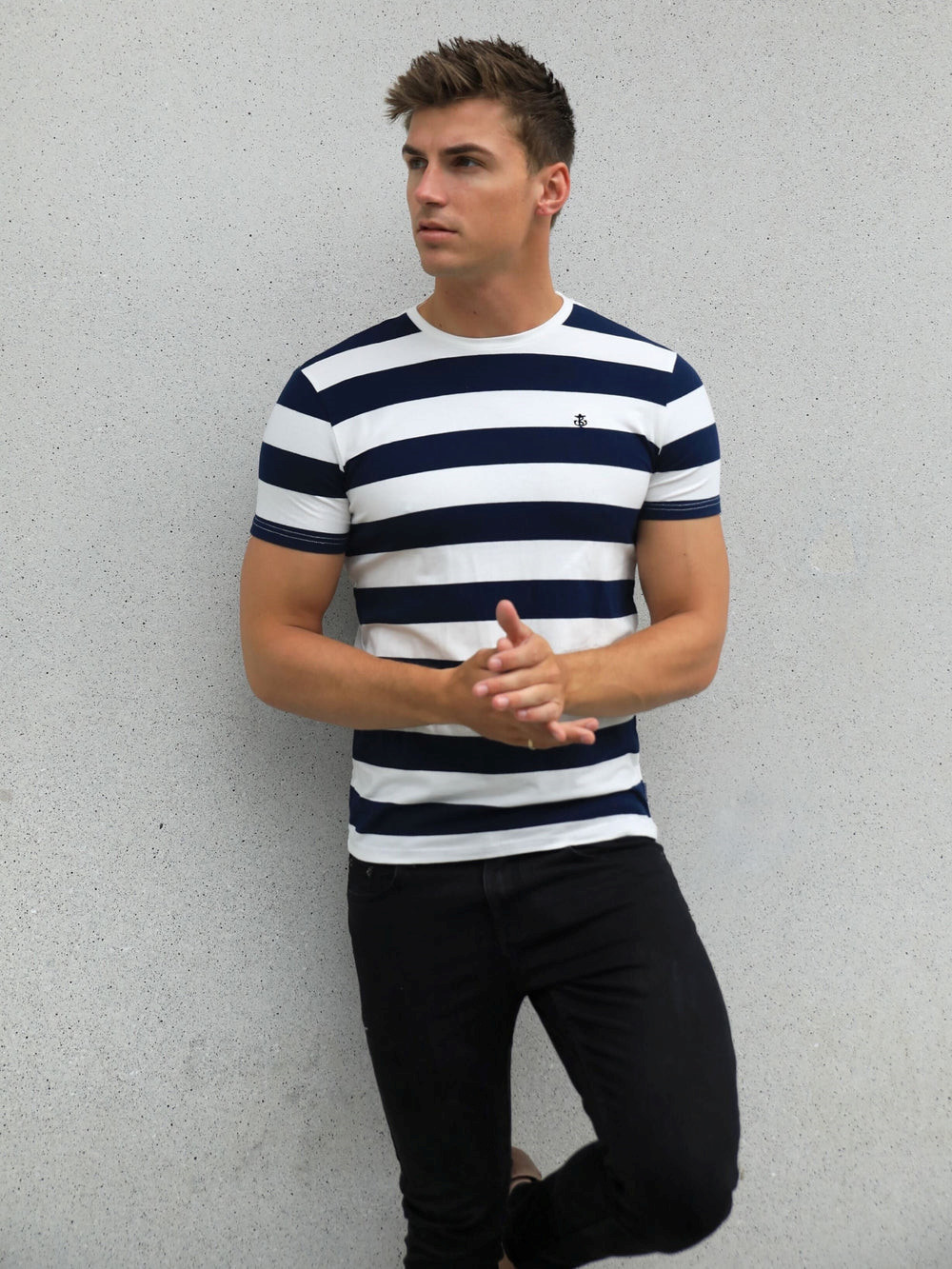 Navy Blakely Loano Stripe T-Shirt | ZGC796503