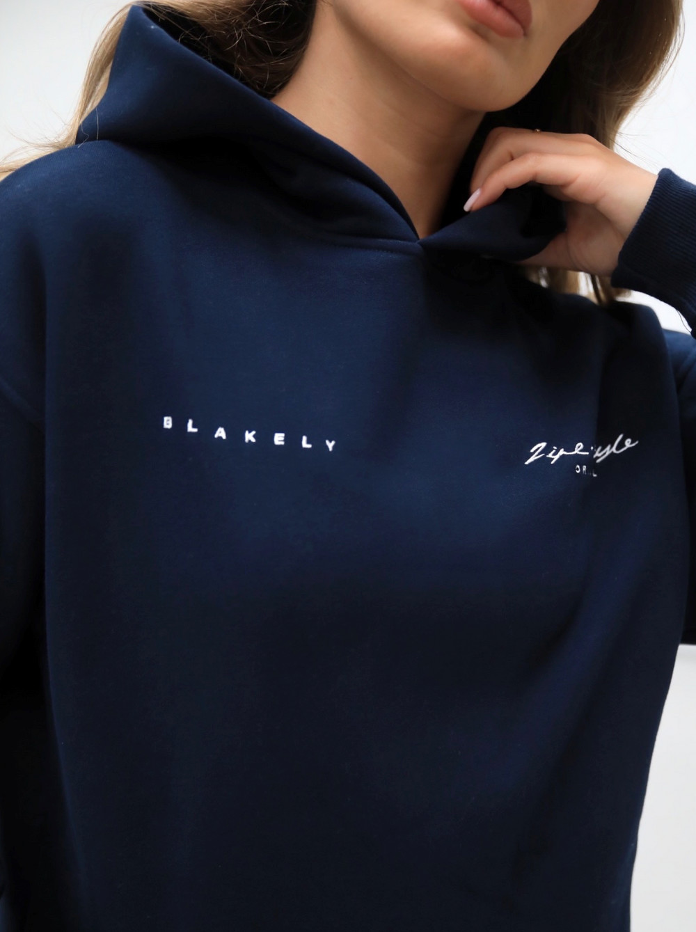 Navy Blue Blakely Life & Style Oversized Hoodie | YEX273049