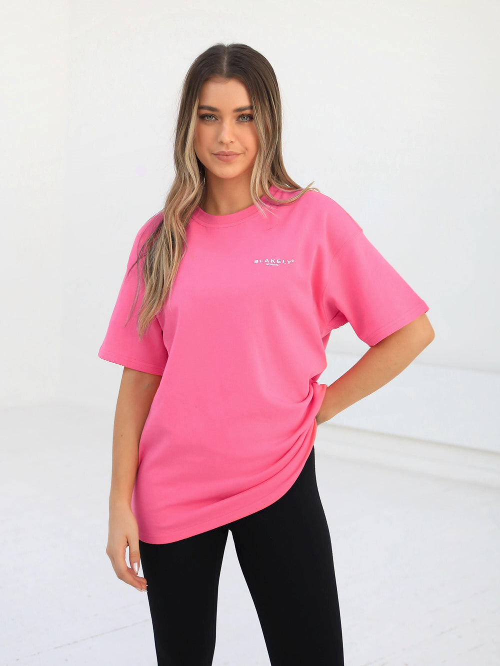 Neon Pink Blakely Womens Members Relaxed T-Shirt | UKB082647