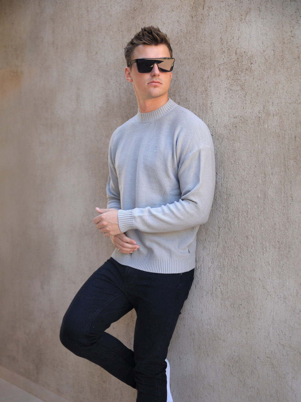 Pale Concrete Blakely Huxley Knit Jumper | YOP963705