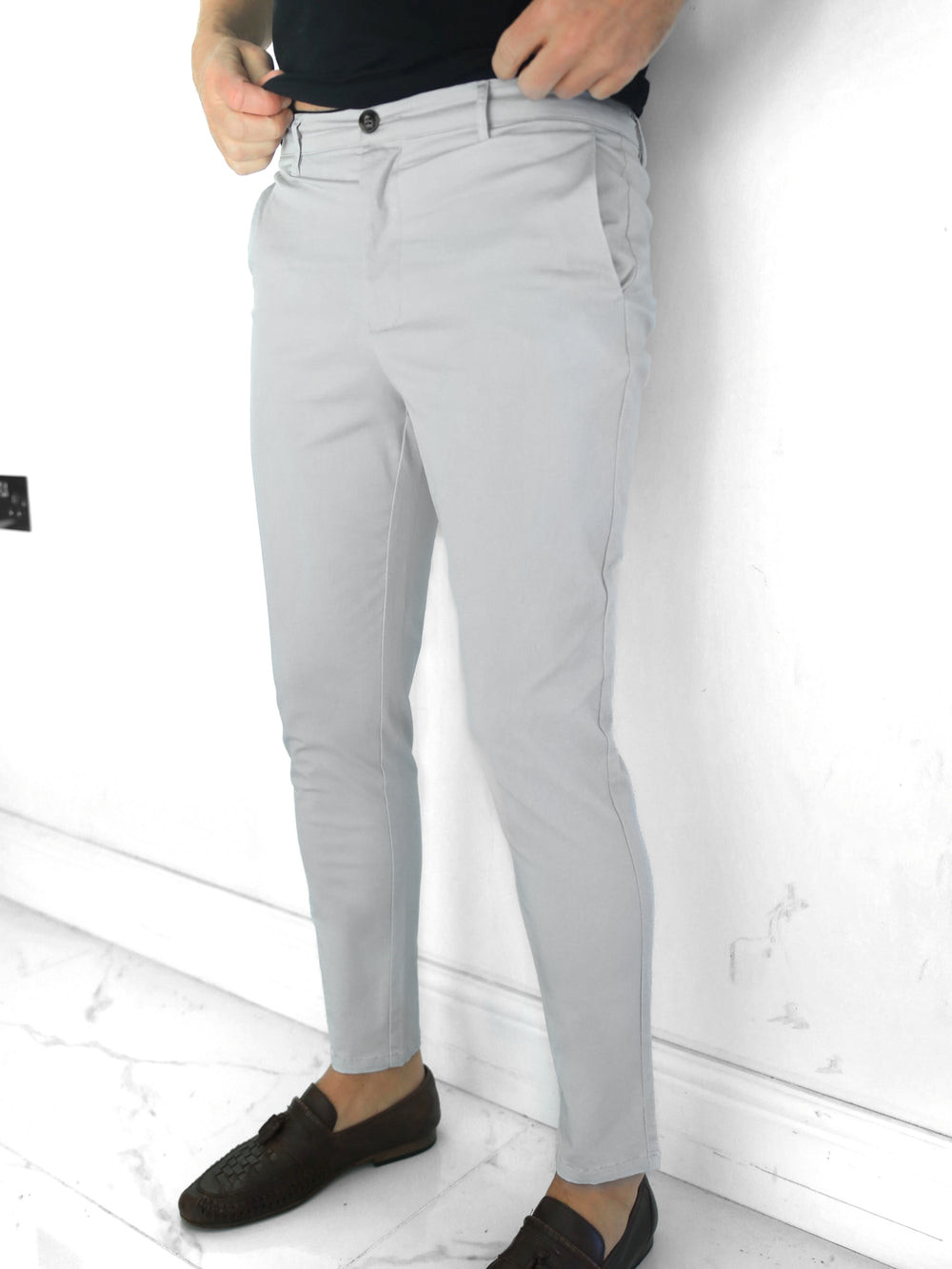 Pale Grey Blakely Kingsley Slim Fit Tailored Chinos | WBC104956