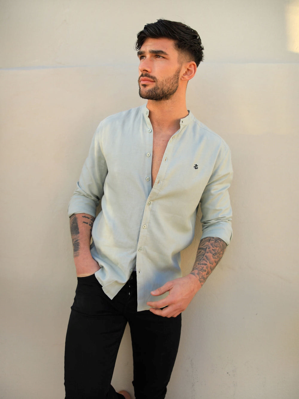 Sage Green Blakely Berkane Linen Shirt | HEA075421