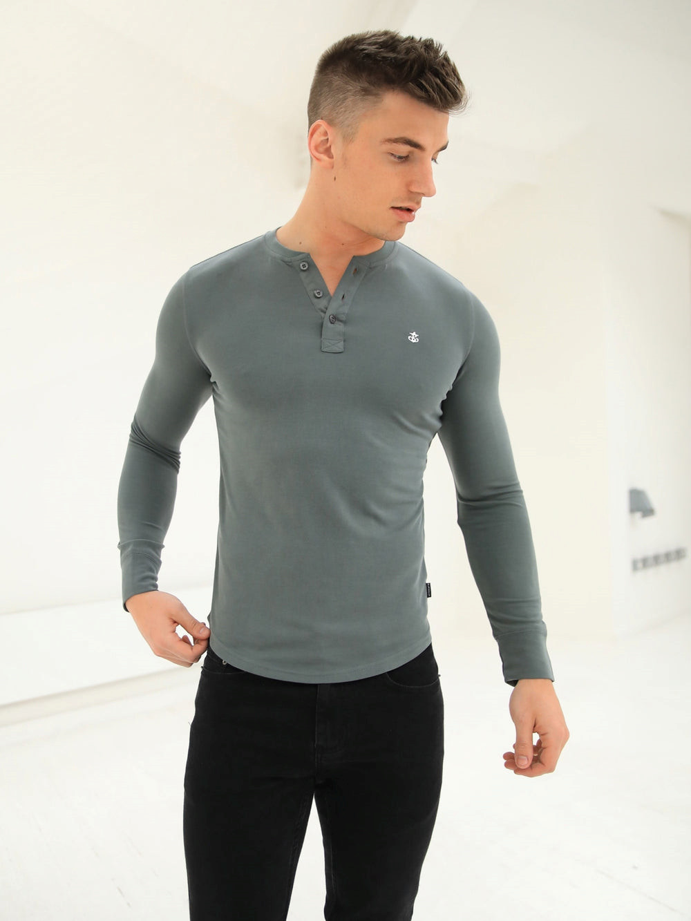 Sage Green Blakely Henley Brushed Soft T-Shirt | TXC538172