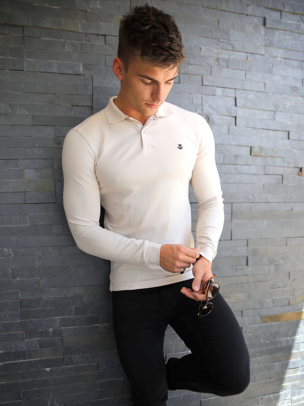 Stone Blakely Harrow Long-Sleeve Polo Shirt | DQL628359