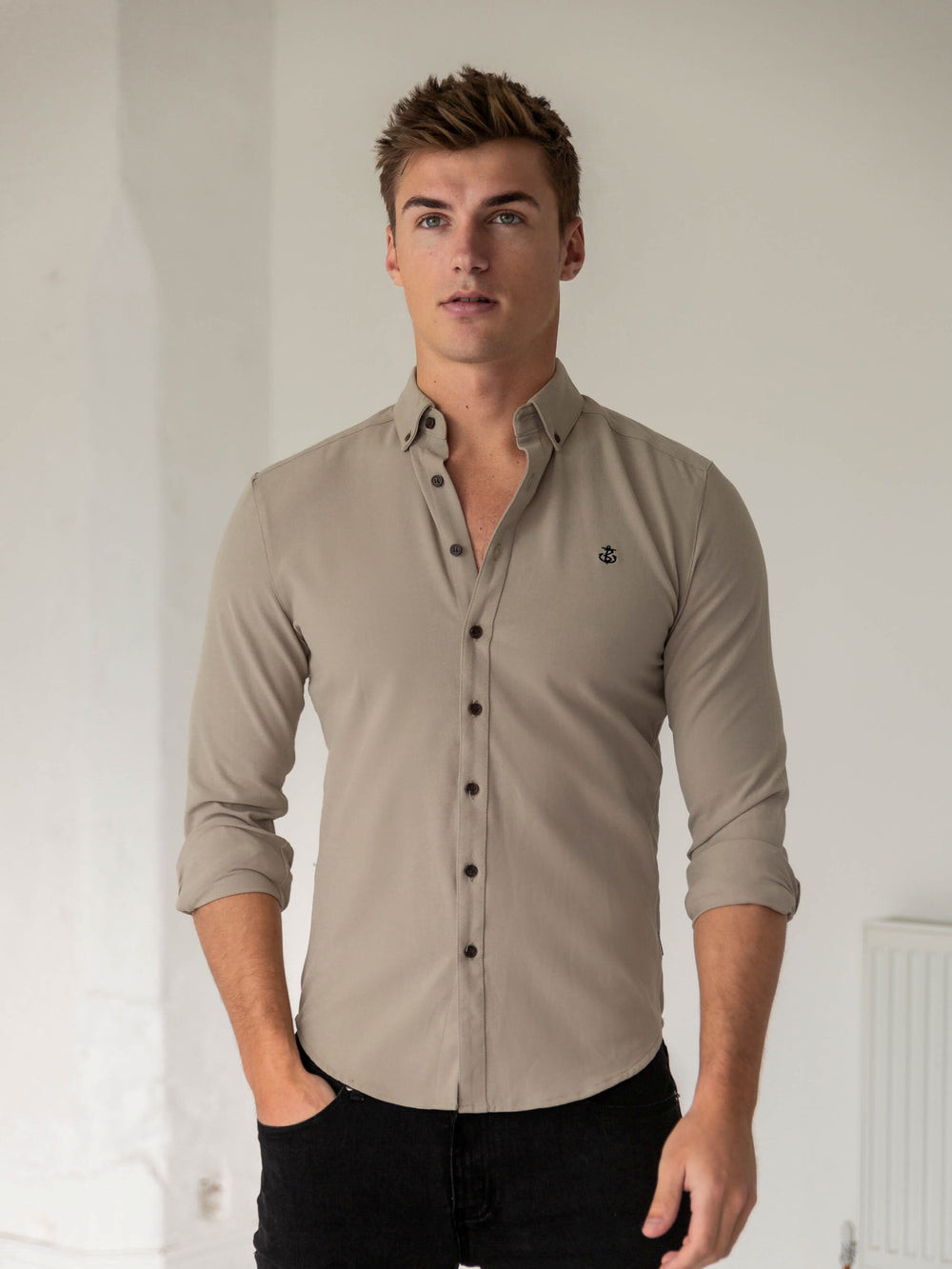 Tan Blakely Horton Fitted Stretch Shirt | YPA194237