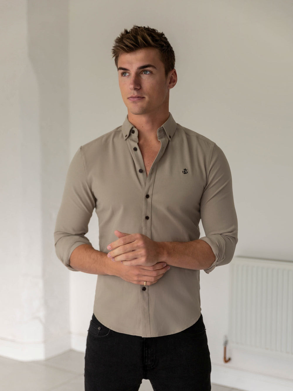 Tan Blakely Horton Fitted Stretch Shirt | YPA194237