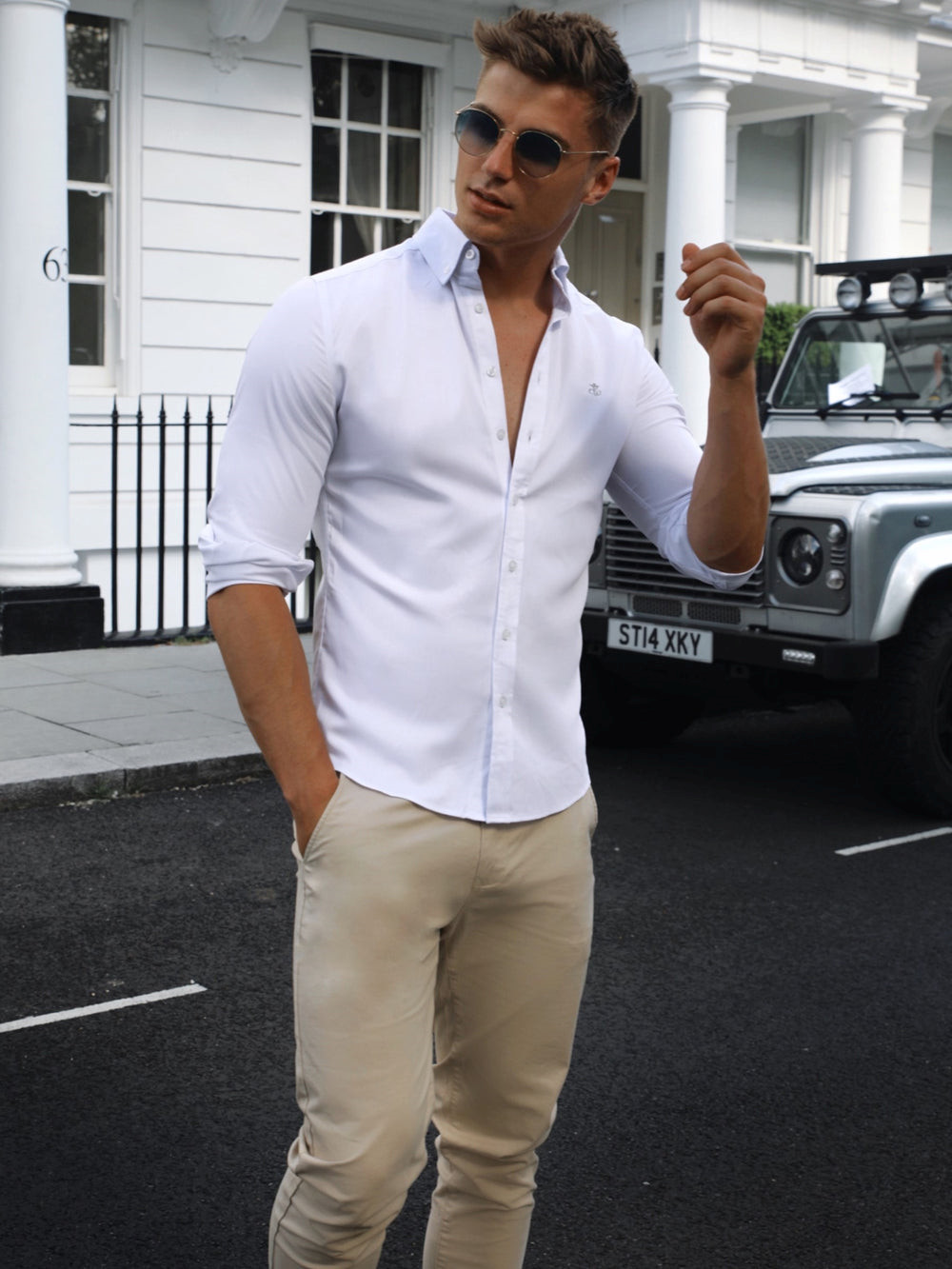 White Blakely Aylsham Fitted Stretch Shirt | FNC308217