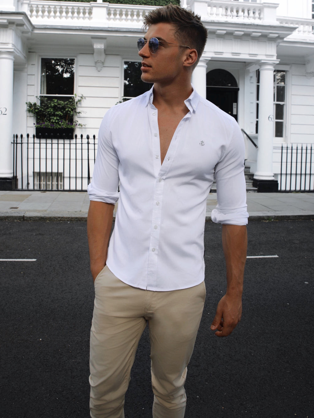 White Blakely Aylsham Fitted Stretch Shirt | FNC308217