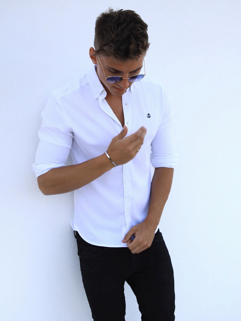 White Blakely Caspian Fitted Stretch Shirt | QUT574280