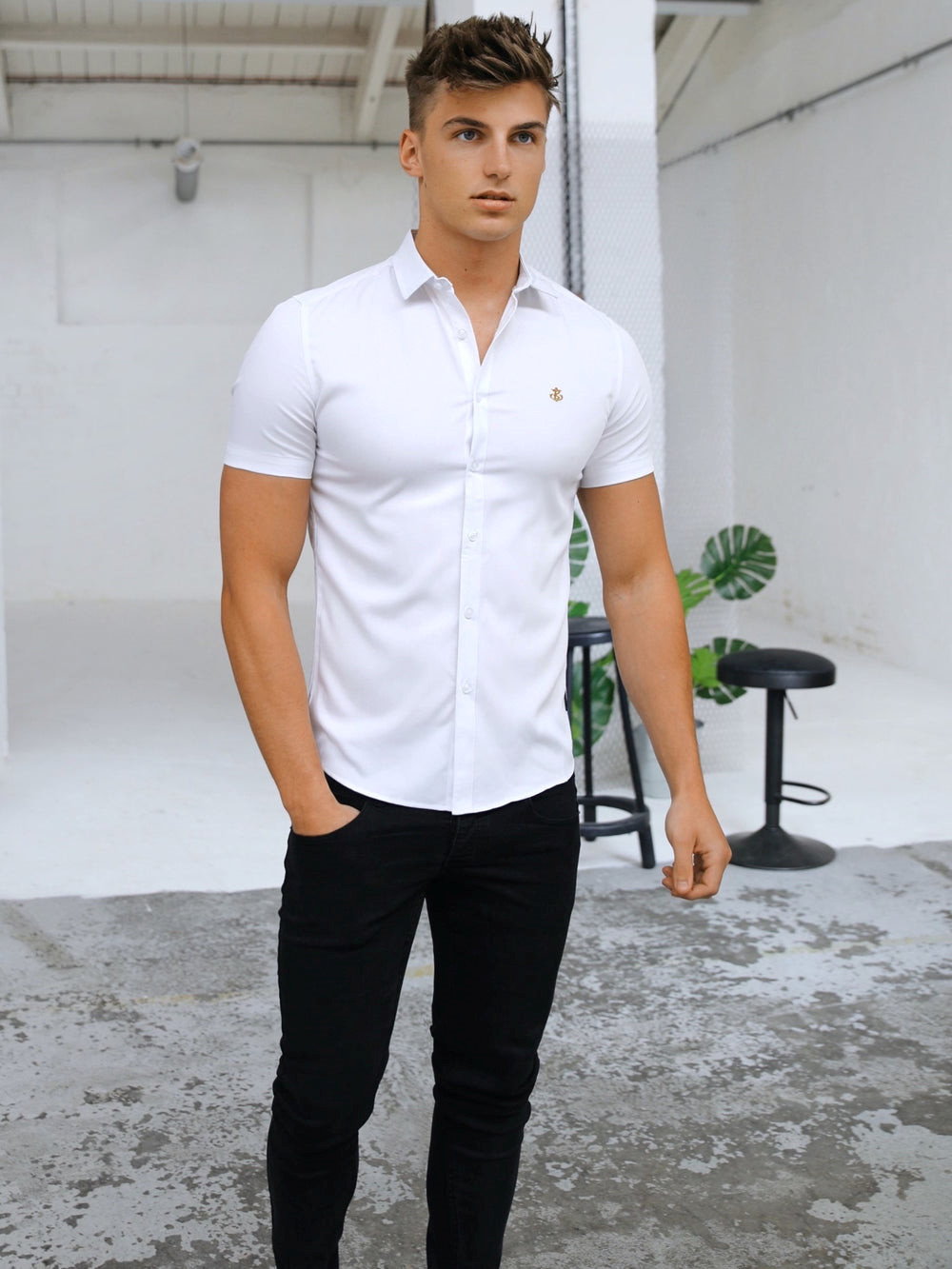 White Blakely Melbourne Short Sleeve Shirt | ZPB940785