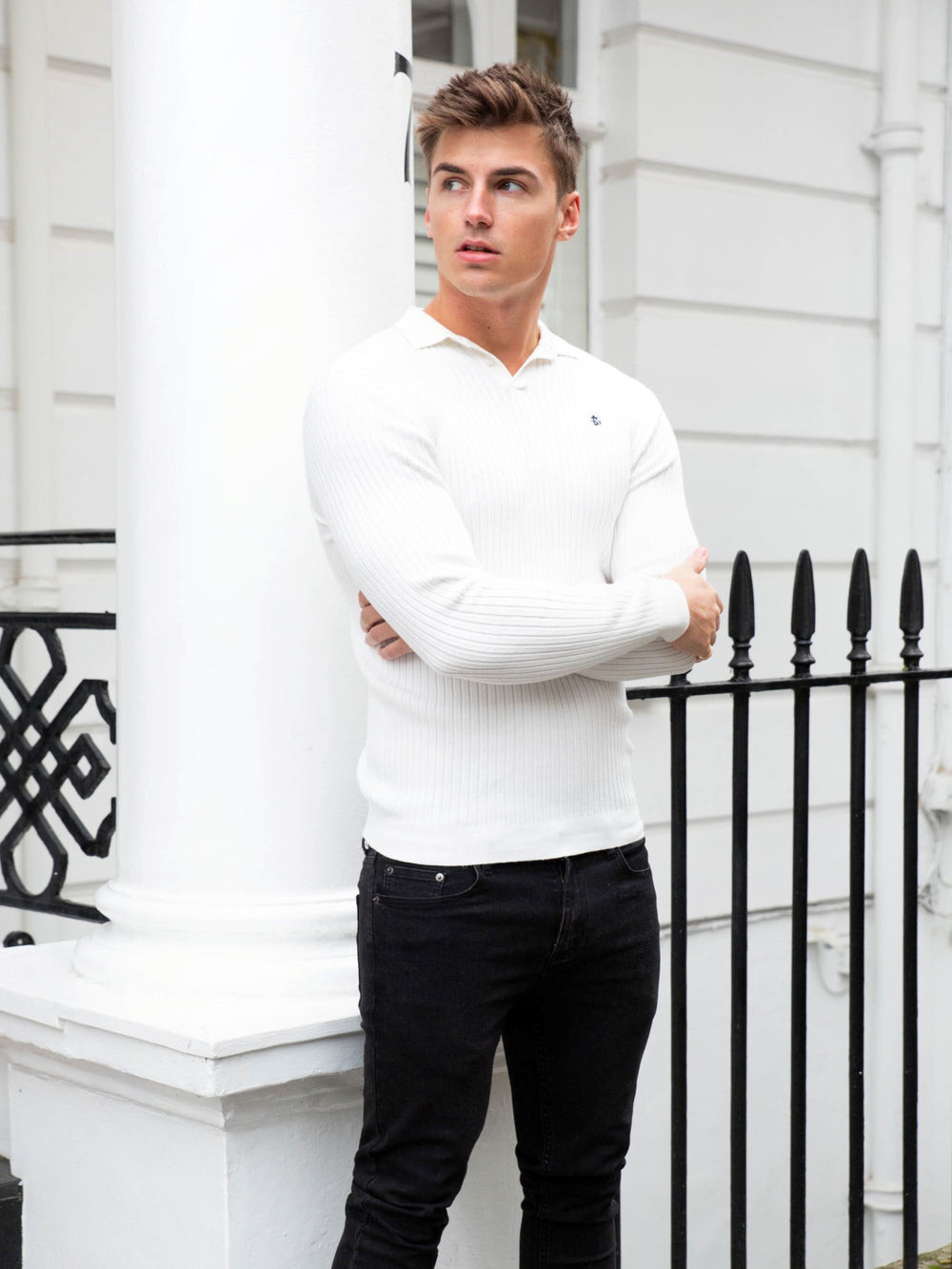 White Blakely Salisbury Ribbed Polo | JPX895071