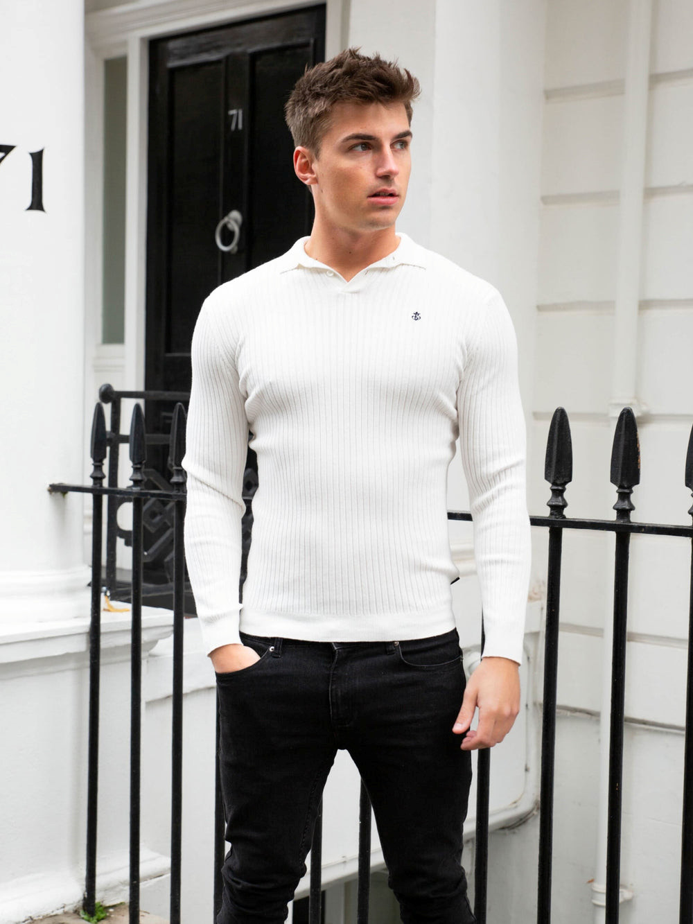 White Blakely Salisbury Ribbed Polo | JPX895071